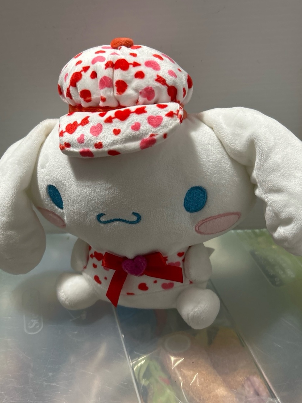 Hello Kitty White Plush Bunny with Red and Pink Heart Hat